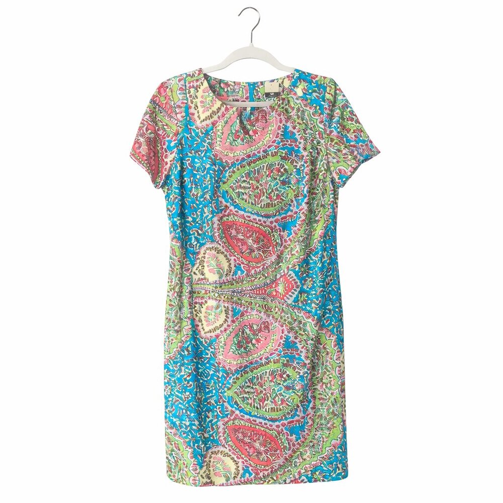 Talbots 100% Silk Paisley Dress 12P Petite Workwear Multicolor